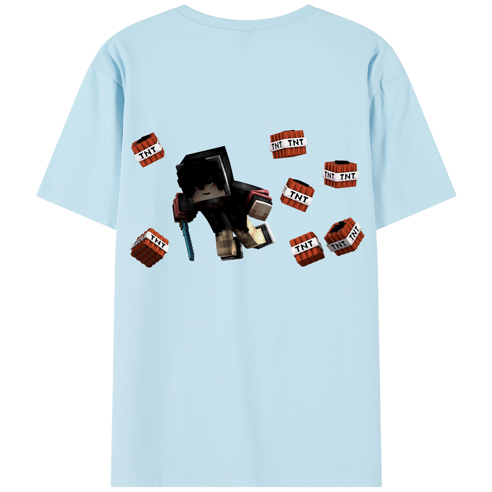 （画像用） マインクラフト ブロックの世界 Minecraft MC Block world 綿100％半袖Tシャツ（背面プリント）